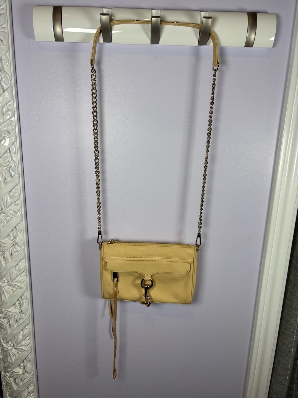 Rebecca Minkoff Beige Leather Mini MAC Crossbody with Chain Strap - Picture 9 of 9